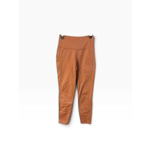 Stoic Womens High Waisted Athletic Leggings Terracotta Orange Pockets Size S